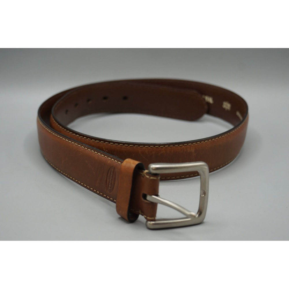 Fossil Mens Brown Genuine Leather Belt MB1255 200 38 Silver Buckle Classic